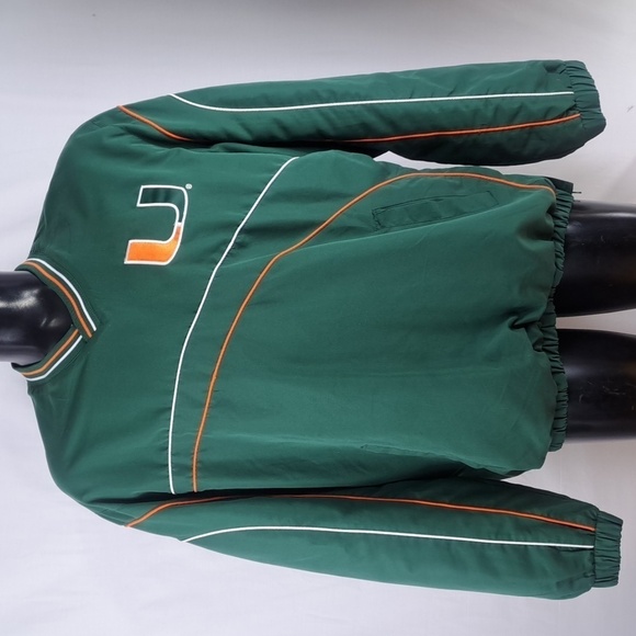Miami Hurricanes stitched logo spellout lined XL pullover windbreaker jacket - Picture 4 of 8